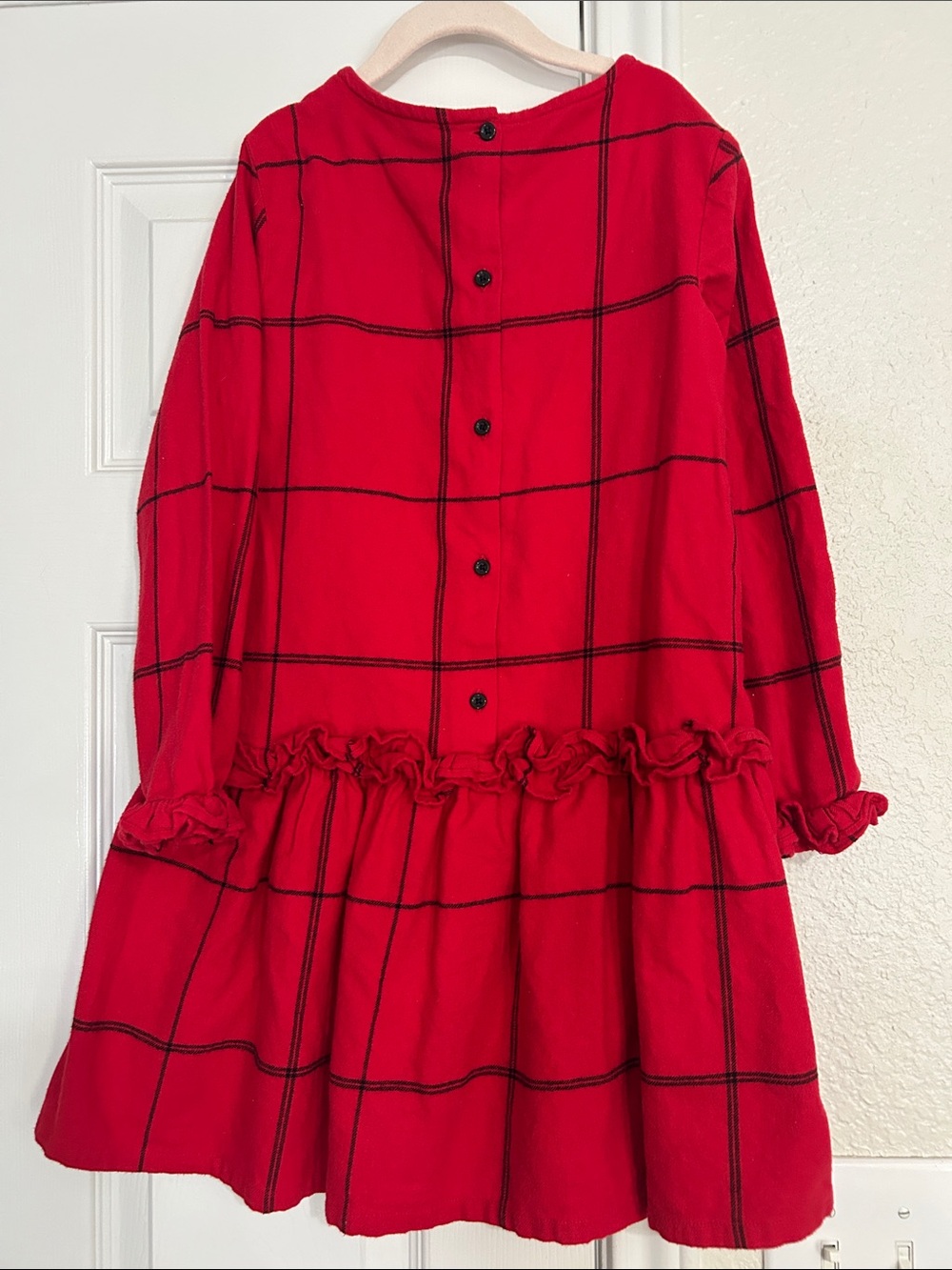 Gymboree Red Windowpane Ruffle-Hem Dress - Picture 3 of 3